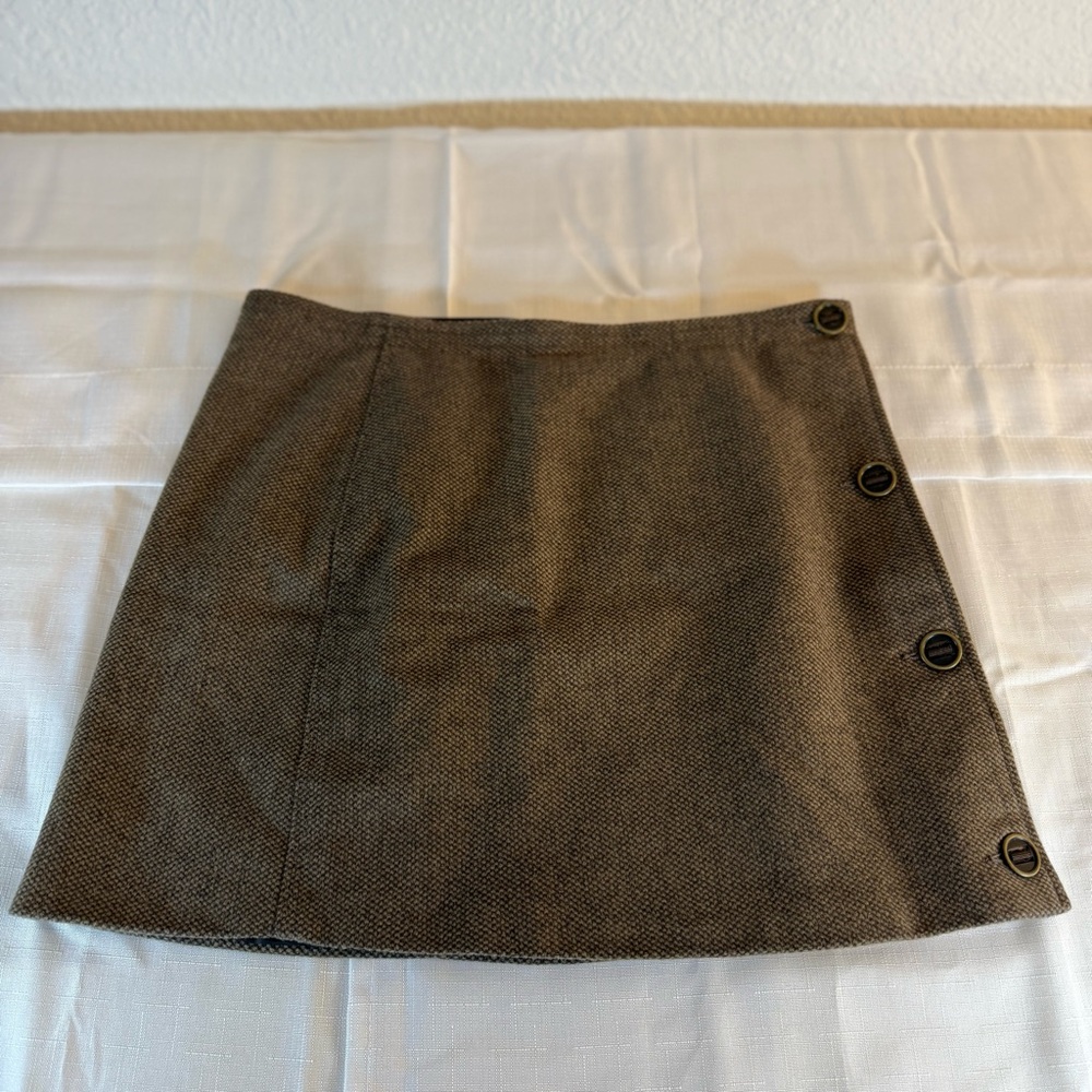 Prana Nicky‎ Lined Wool Blend Mini Skirt in Espresso brown. Women's Size 4.